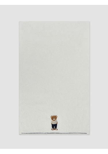 Ekru Ayı Teddy Nakışlı Pamuklu Yüz Havlusu 50x80 Cm