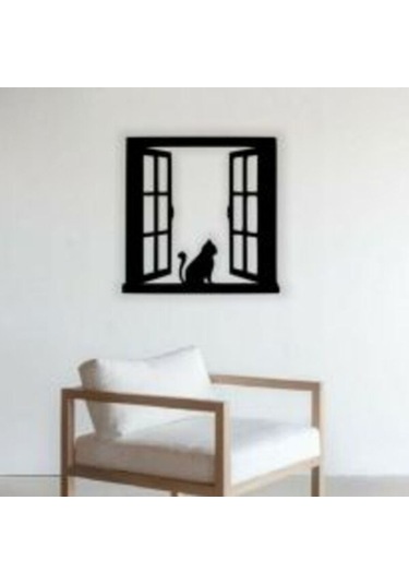 Pencereden Bakan Kedi Lazer Kesim Duvar Süsü İç Dekorasyon