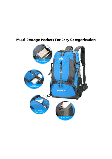 Jeehugo 50l Dağcılık Sirt Çantası - Su Geçirmez Nylon, Çok Bölmeli, Ağırlığı 0.76kg, Spor Ve Seyahat İçin Mavi Yeşil