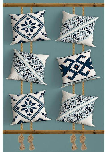 Belle Benoit Baskılı Dekoratif 6'lı Koltuk Kırlent Kılıfı Desen3