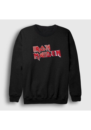 Presmono Unisex Logo V2 Iron Maiden Sweatshirt Siyah