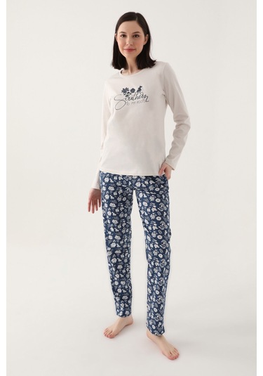 Arnetta Kadın Beyaz Uzun Kol Pijama Takımı Beyaz