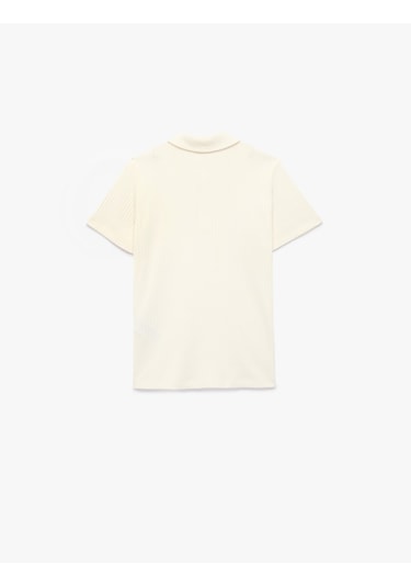 Koton Kısa Kollu Düğmeli Basic Polo Yaka Tişört Ekru 6skb10118tk