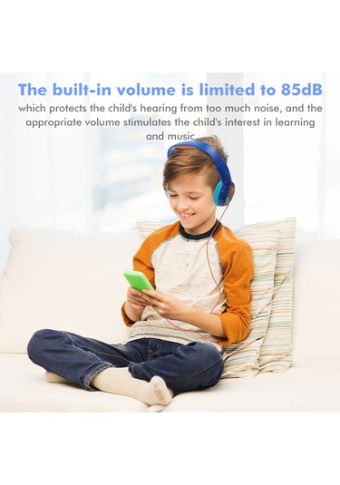 Suofeng Kıd101 Çocuk Kulaklığı: Hafif, Taşınabilir, 85db Ses Sınırlamalı, 3-16 Yaş Uyumlu, Mavi Gemi Desenli