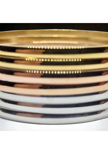 Altın Gümüş Bakır Rengi Karışık Paslanmaz 7'li Çelik Bilezik Seti Takımı Çok Renkli