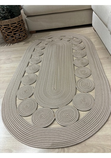 Cookie Jüt Hasırlı El Örgüsü Kilim Taş