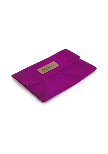 Orta Boy Kuranı Kerim Kadife Taşıma Çantası Fuşya Fuşya