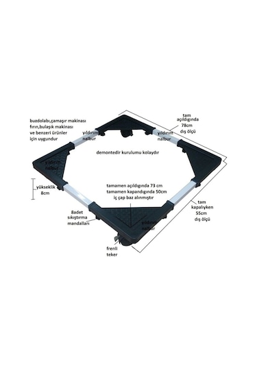 Teleskopik Buzdolabı Altlığı Çamaşır Makinesi Altlığı - 550271469
