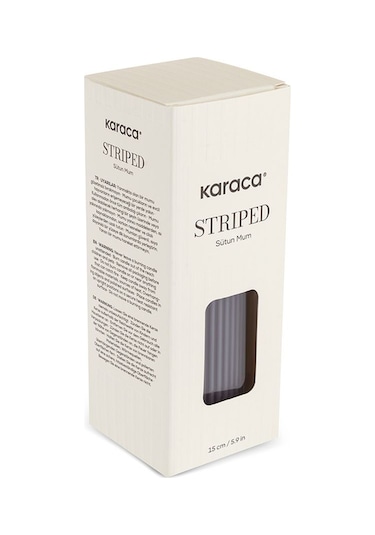 Karaca Striped Tırtıklı Sütun Mum 15 cm Antrasit