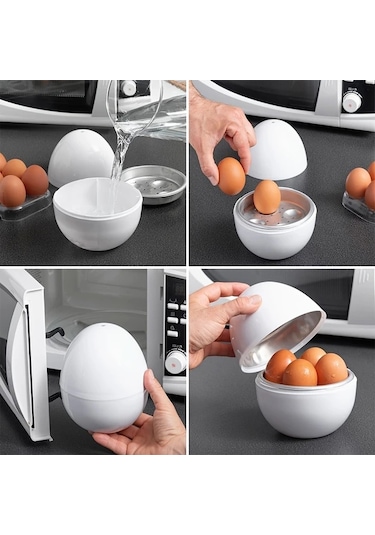 Elmpaly Beyaz 4 Yumurtalık Mikrodalga Yumurta Pişirici - Taşınabilir Pratik Mutfak Aleti