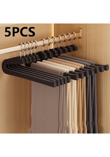 Xuweiwei 5 Adet Siyah Kadın Pantolon Askısı, Z Şekilli Dolaplık İçin Kaymaz Askı Seti Siyah