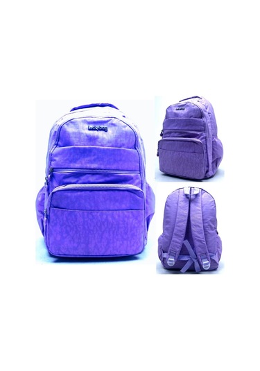 Krinkıl Kumaş Lila Laptop Bölmeli Astarlı Okul Çantası Lila