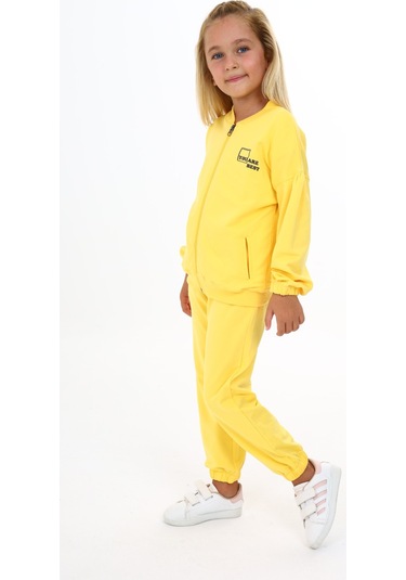 Toontoy Kız Çocuk You Are Best Yazılı Baskılı Eşofman Takım Koyu Sarı