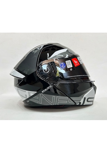 Mt Genesis Sv Atempob2 Parlak Renk Çene Açılır Iç Güneş Vizörlü Motosiklet Kaskı Siyah Gri