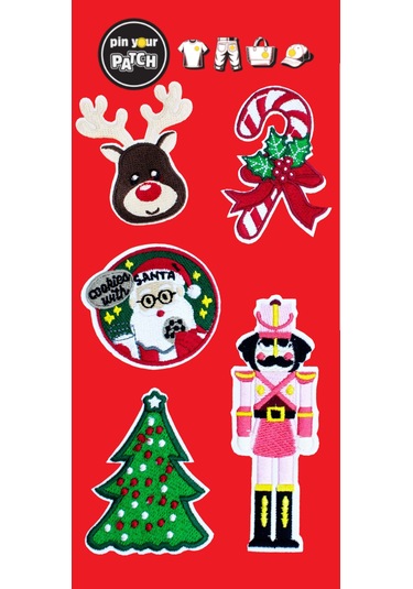 Pin Your Patch New Year Christmas Yeni Yıl Patch Set Patch Yama Seti Kırmızı