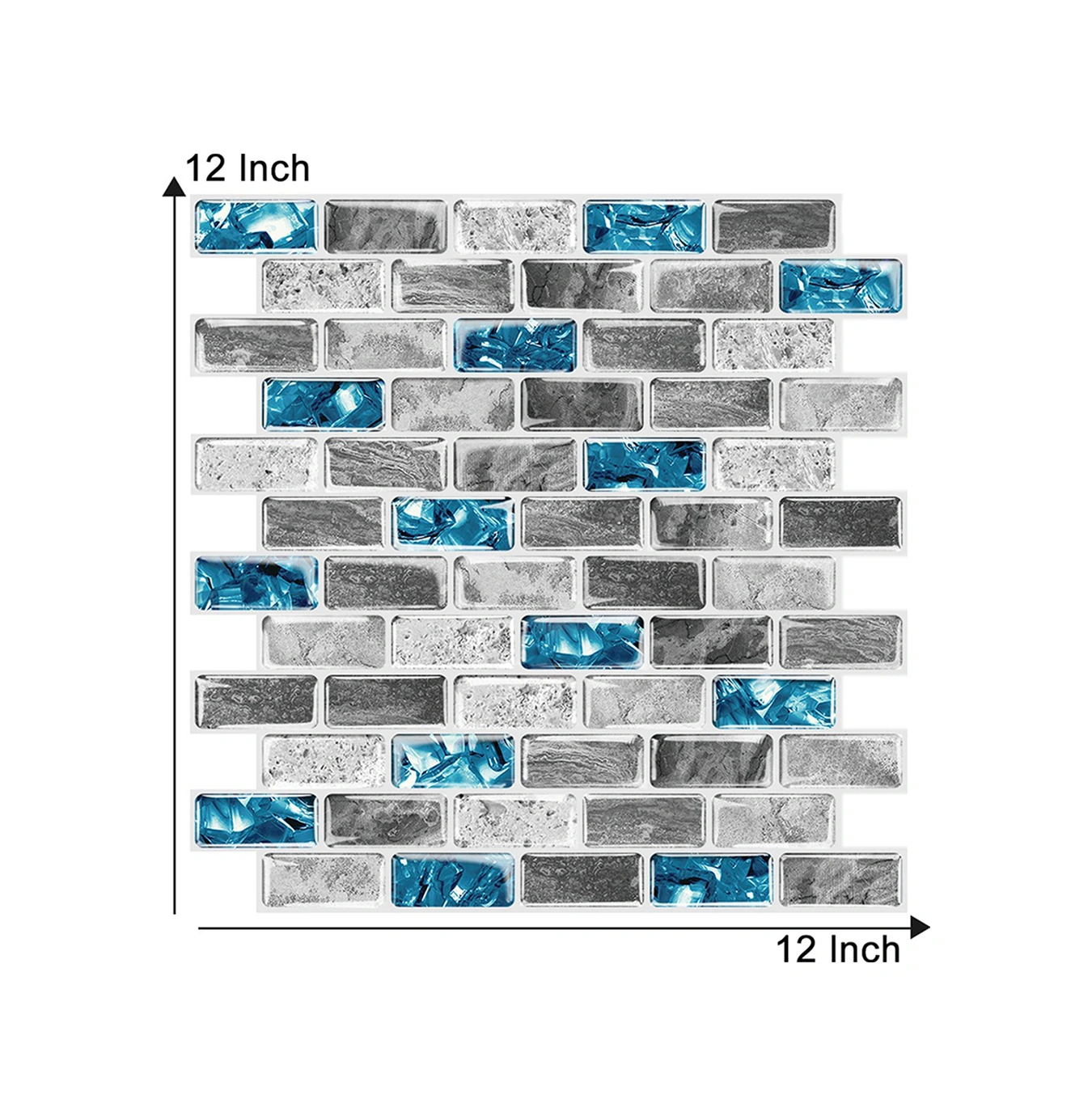 Youmex Küçük Kare Mermer Desenli Pet+pu Duvar Sticker - Su Geçirmez, Lekesiz, Mutfak/banyo Dekorasyonu - Kuzey Avrupa Tarzı Lacivert Kristal Desenli 3d Zemin Kaplama Çok Renkli