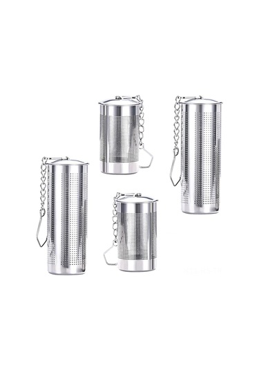 Reedark "lucaser 4 Parça Paslanmaz Çelik Demlik Seti - Kapaklı Ve Zincirli Büyük Çay Süzdürme Topları" Gümüş