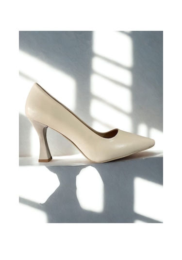 Cilt Deri Bej Stiletto Ayakkabı Bej