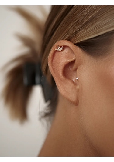 Zoloto Russkih 925 Ayar Gümüş Kaplamalı Helix Labre Yapboz Küpe 156113790 Altın