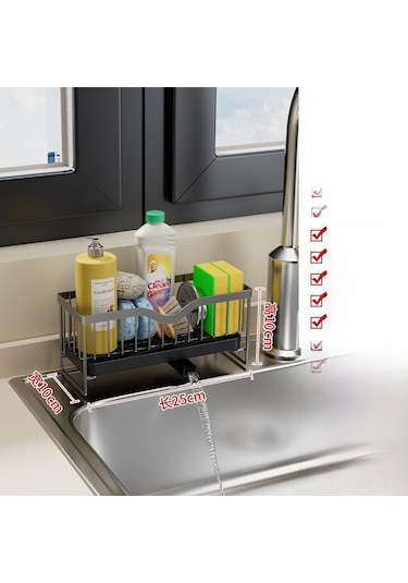 Dianziye Güçlü Çelik Mutfak Lavabo Sıvama Rafı - Sprey, Sünger, Mendil Depolama, Su Akışı Optimi, Kompakt Tasarım Gri Diğer Dianziye Güçlü Çelik Mutfak Lavabo Sıvama Rafı - Sprey, Sünger, Mendil Depolama, Su Akışı Optimi, Kompakt Tasarım Gri Diğer