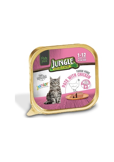 Jungle Junior Tavuklu ve Sütlü Pate Yavru Kedi Yaş Maması 100 G