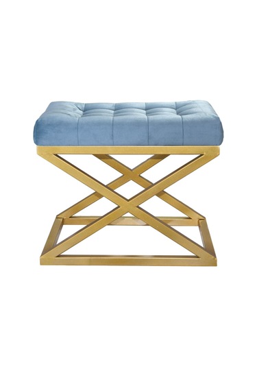 Evodeko Altın Çapraz Ayaklı Turkuaz Puf