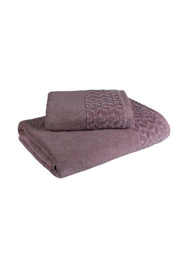 Fialka Jakarlı Çiçek Kare Havlu Mürdüm 80x150