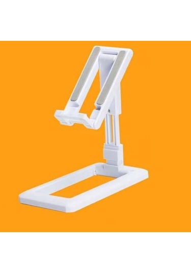 Beyaz Cep Telefonu Tutucu Sabit Katlanabilir Döner Şarj Kaymaz Delik Çift Eksenli Telefon Standı Kompakt Telefon