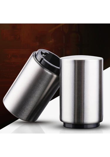 Xindoker 430 Paslanmaz Çelik Otomatik Bira Şişe Açıcı, Abs Plastik Kütük, Bar-ktv- Ev Kullanıma Uygun, Mutfak Aksesuarı, 8.5x5.3cm Gümüş