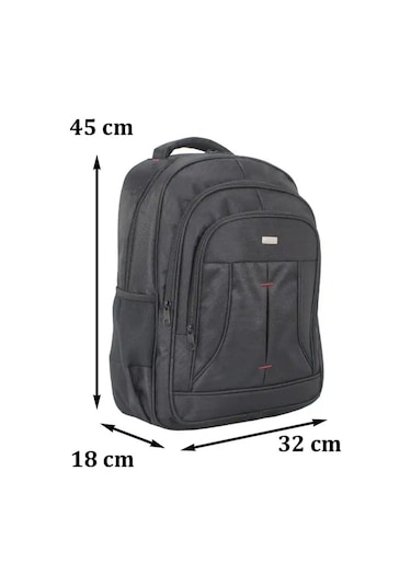 Büyük Boy 17 İnç Laptop Bölmeli Sırt Çantası Darbe Emici Koruma Su Geçirmez Kumaş Siyah