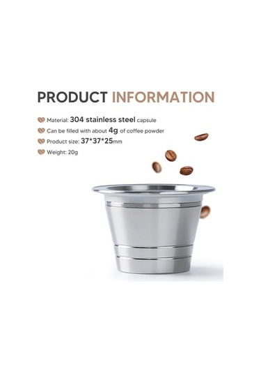 Fastbuy Paslanmaz Çelik Yeniden Kullanılabilir 4g Kahve Kapsülü - Instant Multi-pod 68 Mb Uyumlu Gümüş Gümüş