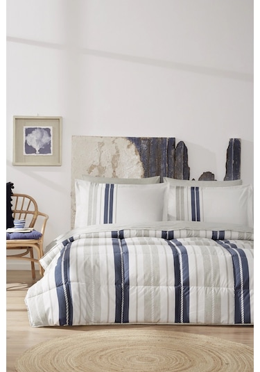 Özdilek Ranforce Çift Kişilik Uyku Seti-marin Line Bej Bej