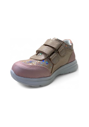 606 Hafif Kız Çocuk Okul Öncesi Deri Sneaker Pudra