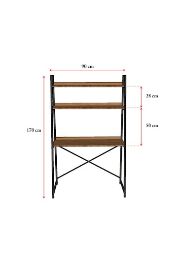 Metal Kitaplıklı Çalışma Masası-metalkçm01-akçaağaç Akçaağaç
