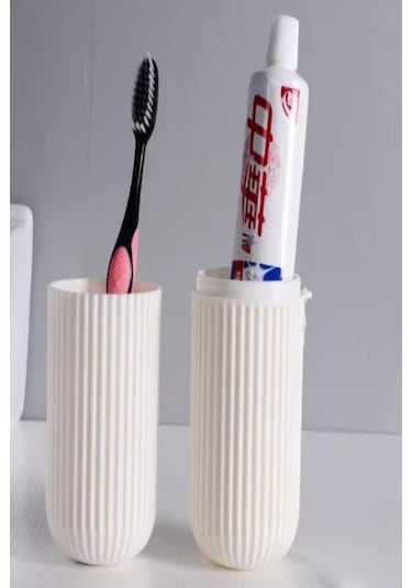 Beyaz Seyahat Tipi Aksesuar Taşıma Kabı Gözlük Diş Macunu Diş Fırçası Saklama Kutusu Siyah