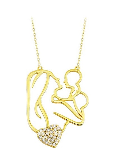 Anne Bebek Altın Kolye Kalp'Li 14K Gold