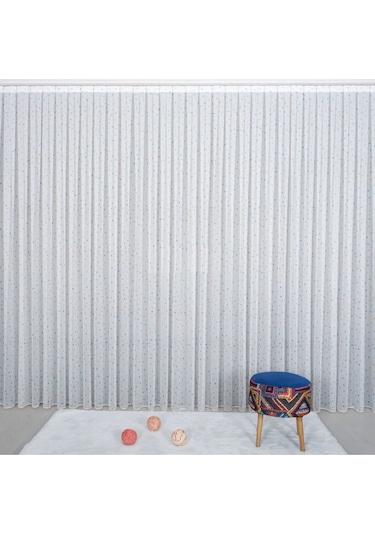 Caserta Home Point Çocuk Odası 4 Renkli Noktalı Puantiyeli Tül Perde