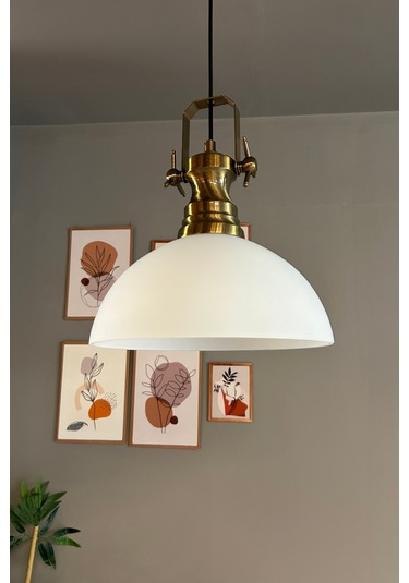 Perry Cam Tekli Avize Yeni Eskitme Beyaz Başlık Retro Sarkıt Lamba Restoran Salon Aydınlatma Beyaz