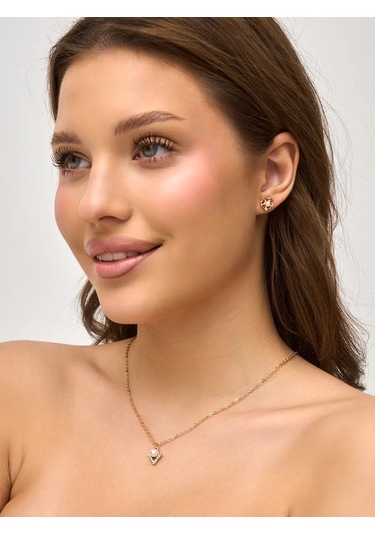 Reva Takı Seti: Küpe Ve Pandantifli Kolye 295845315 Altın