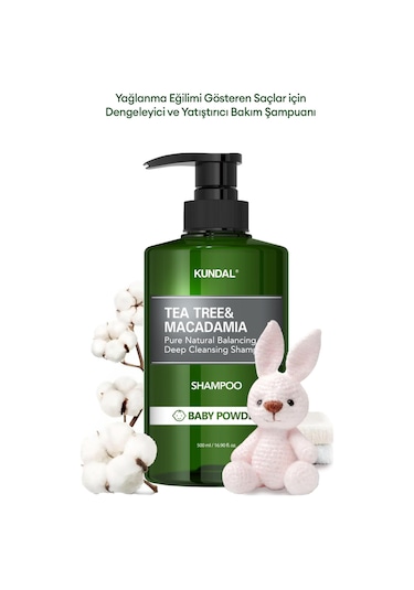 Kundal Baby Powder Tea Tree & Macadamia Deep Cleansing Shampoo 500 ML