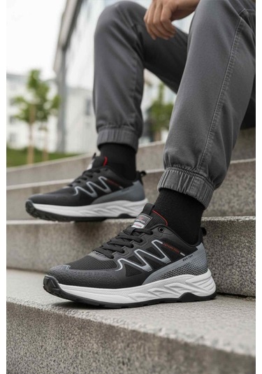 Siyah Buz Bağcıklı Erkek Spor Ayakkabı Bst-2002 M Siyah-buz