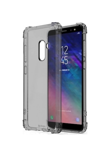 Blogy Galaxy A6 Plus İle Uyumlu Crystal Fit Kılıf Smoke Black