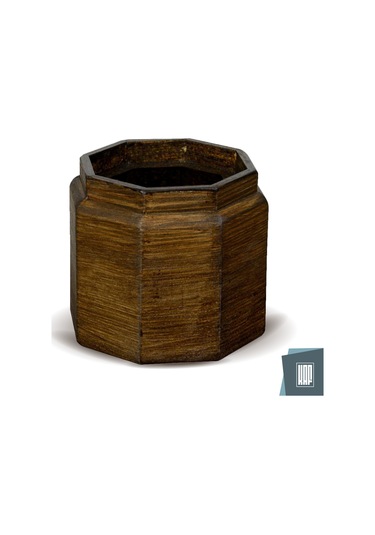 KAF Ahşap Sekizgen Dekoratif Saksı Kahverengi