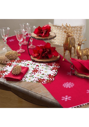 Xiaaokeji 6'lı Amerikan Servisi Seti İşlemeli Noel Atatürk Çiçeği Ve Kutsal Ağaç Tasarımı Diğer