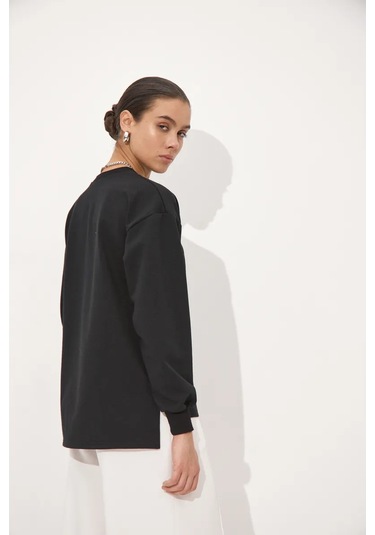 Ooo "elete" Yanları Yırtmaçlı Sweatshirt 277000201 Siyah