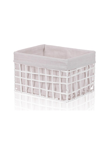 The Mia Braid Hasır Organizer Sepet Beyaz 30x22x19 Cm