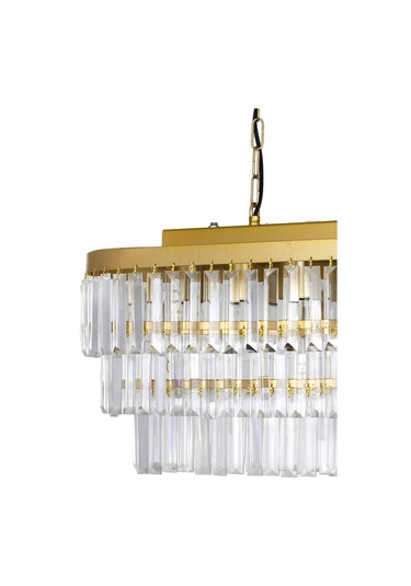 Linsa 70x30 Cm'lik Kristal Cam Taşlı Yemek Masası Üstü Lüks Avize - Sarı Yaldız Sarı Yaldız