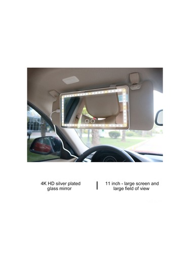 Lemestar Led Aydınlatmalı Araç Makyaj Aynası, 3 Renk Işık Seçeneği, Şarj Edilebilir, Sürücü Ve Yolcular İçin Pratik Siyah