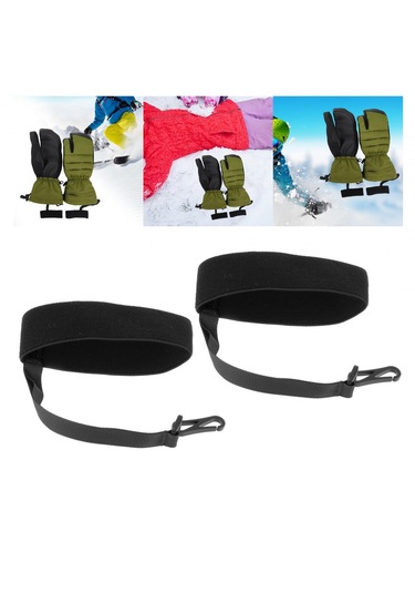 Dolıty 2 Adet Kayak Eldiveni Bilek Kayışı Yetişkin Spor Siyah Siyah