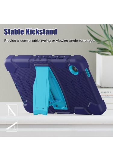 Samsung Galaxy Uyumlu Tab A9 3 Katmanlı Koruma Ekran Çerçevesi + Pc + Silikon Şok Geçirmez Kombinasyon Tableti Tutucu İle